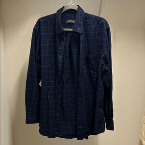 Orvis Men's Dark Navy Windowpane Long-Sleeve Button-Down Shirt